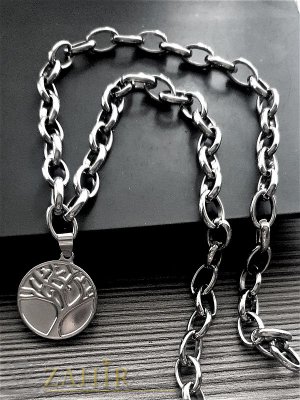  Гравиран медальон дървото на живота 2,5 см на дамски ланец хит плетка , 4 дължини, широк 0,7 см, стомана висок клас  - K2108